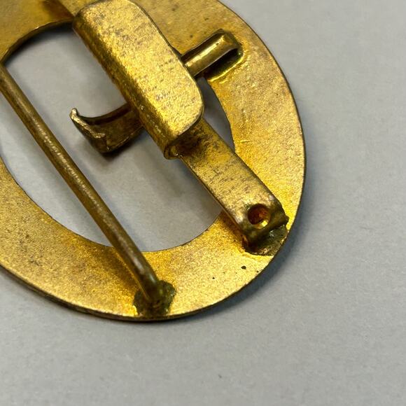 Vintage Champleve' Floral Enamel Brass Belt Buckle c 1920's - Picture 7 of 10